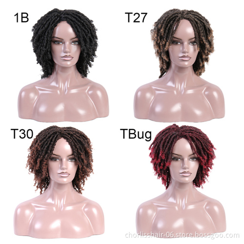 Wholesale Cheap Black Ombre Afro Dreadlocks Wigs For Black Women Curly Braids Heat Resistance Faux Locs Synthetic Hair Wigs